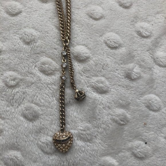 Juicy Couture Jewelry - Juicy Couture Gold Rhinstone Crown Heart Necklace